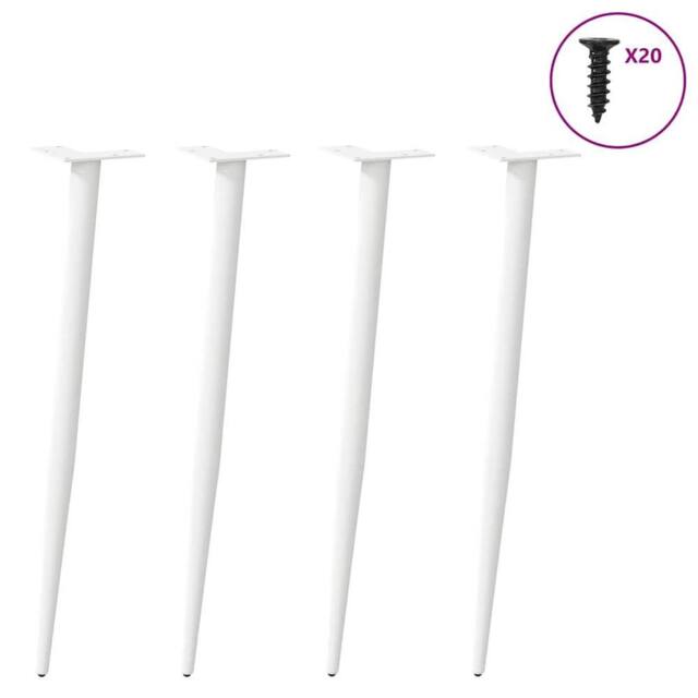 Berkfield Home Modern Coffee Table Legs Conical Shape 4 pcs White 72-73 cm Steel - image 1