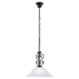 Loops Pendant Ceiling Light Colour Black Shade White Glass Alabaster Bulb E27 1x60W - thumbnail 1