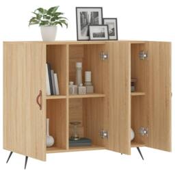 Berkfield Home Sideboard Sonoma Oak 90x34x80 cm Engineered Wood in Light Tan - Size: 90 x 34 x 80 cm - thumbnail 4