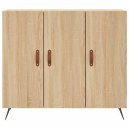 Berkfield Home Sideboard Sonoma Oak 90x34x80 cm Engineered Wood in Light Tan - Size: 90 x 34 x 80 cm - thumbnail 6