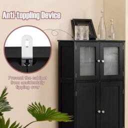 KORVIXA Bathroom Floor Cabinet Freestanding Storage Cupboard in Black - Size: 100 cm x 100 cm - thumbnail 5