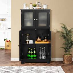 KORVIXA Bathroom Floor Cabinet Freestanding Storage Cupboard in Black - Size: 100 cm x 100 cm - thumbnail 3