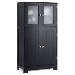 KORVIXA Bathroom Floor Cabinet Freestanding Storage Cupboard in Black - Size: 100 cm x 100 cm - thumbnail 1