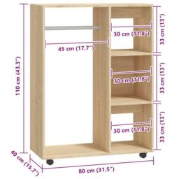 Berkfield Home Wardrobe Sonoma Oak 80x40x110 cm Engineered Wood in Brown - Size: 80 x 40 x 110 cm - thumbnail 8