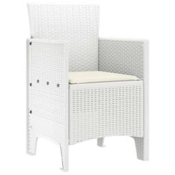 Berkfield Home White Garden Chairs with Cushions 2 pcs White Poly Rattan - thumbnail 4