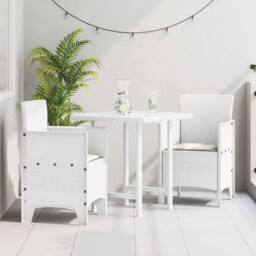 Berkfield Home White Garden Chairs with Cushions 2 pcs White Poly Rattan - thumbnail 2