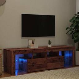 Berkfield Home TV Cabinet with LED Lights Old Wood 140x36.5x40 cm Engineered Wood in Brown - thumbnail 1