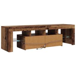 Berkfield Home TV Cabinet with LED Lights Old Wood 140x36.5x40 cm Engineered Wood in Brown - thumbnail 9
