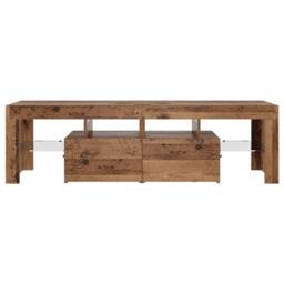 Berkfield Home TV Cabinet with LED Lights Old Wood 140x36.5x40 cm Engineered Wood in Brown - thumbnail 7