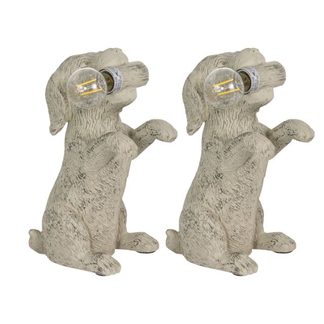 First Choice Lighting Set of 2 Rufus - Natural Dog Table Lamps in Cream - image 1
