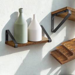 Pirlo Plush Set of 3 Wall Mounted Reversible Shelves Industrial Rustic Brown - thumbnail 3