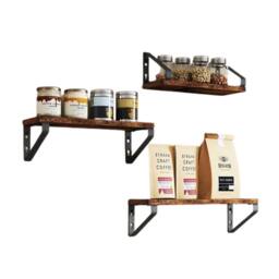 Pirlo Plush Set of 3 Wall Mounted Reversible Shelves Industrial Rustic Brown - thumbnail 5