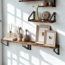 Pirlo Plush Set of 3 Wall Mounted Reversible Shelves Industrial Rustic Brown - thumbnail 4