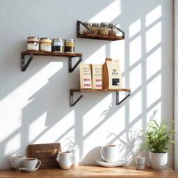 Pirlo Plush Set of 3 Wall Mounted Reversible Shelves Industrial Rustic Brown - thumbnail 1