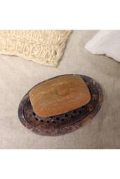 KDMD Soapstone Soap Dish & Drainer 11x8cm - Classic Oval, Drying Grooves in Brown - Size: 11x8 cm - thumbnail 4