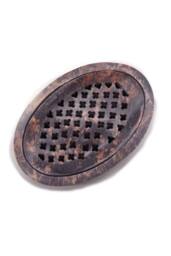 KDMD Soapstone Soap Dish & Drainer 11x8cm - Classic Oval, Drying Grooves in Brown - Size: 11x8 cm - thumbnail 2