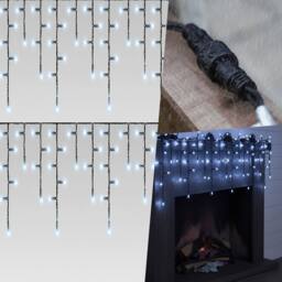 Pegdev Cool White LED Icicle Lights Black Cable Outdoor Connectable 9m - thumbnail 4