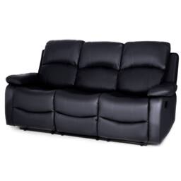 Bravich LTD Bonded Leather Recliner Sofa - 3 Seater in Black - thumbnail 7