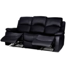 Bravich LTD Bonded Leather Recliner Sofa - 3 Seater in Black - thumbnail 6
