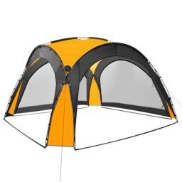 Berkfield Home Party Tent with LED & 4 Sidewalls 3.6x3.6x2.3 m Yellow - thumbnail 1
