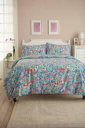 Deyongs Floral Mosaic Soft Cotton Duvet Set in Printed Design - Size: Double - thumbnail 1