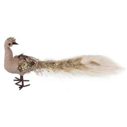 VFM e-Store Christmas Velvet Peacock Decoration 19cm x 13cm Brown X 1 - Size: 19 cm x 13 cm