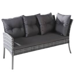 HomeTouch 7 Seater Rattan Garden Furniture Sofa Set with Cushions & Stools in Grey - Size: 1 Pack - thumbnail 8