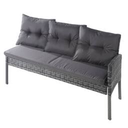 HomeTouch 7 Seater Rattan Garden Furniture Sofa Set with Cushions & Stools in Grey - Size: 1 Pack - thumbnail 9