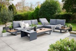 Norfolk Leisure Lifestyle Easton Large Corner Set with Cushions & Sun Recliner in Stone