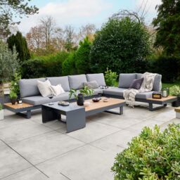 Norfolk Leisure Lifestyle Easton Large Corner Set with Cushions & Sun Recliner in Stone - thumbnail 2
