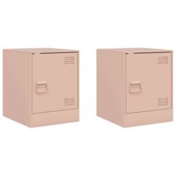 Berkfield Home Bedside Cabinets 2 pcs Pink 34.5x39x44 cm Steel - thumbnail 1