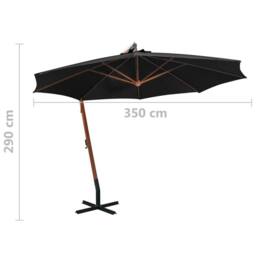 Berkfield Home Hanging Parasol with Pole Black 3.5x2.9 m Solid Fir Wood - thumbnail 9