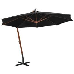 Berkfield Home Hanging Parasol with Pole Black 3.5x2.9 m Solid Fir Wood - thumbnail 2