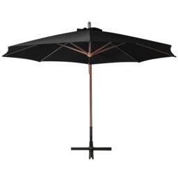 Berkfield Home Hanging Parasol with Pole Black 3.5x2.9 m Solid Fir Wood - thumbnail 3