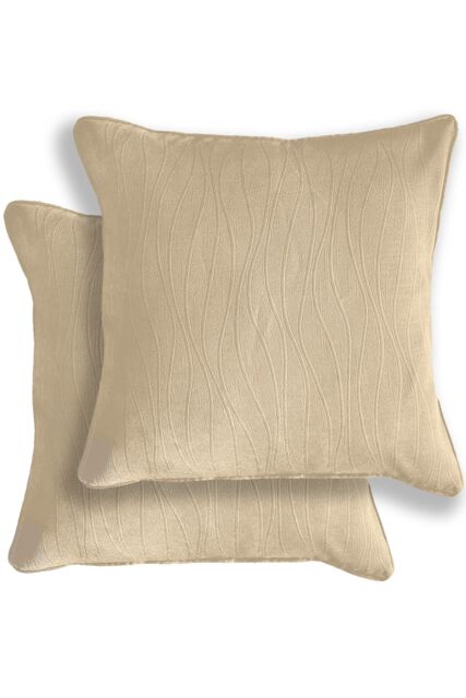 Enhanced Living Pair of Goodwood Textured Wave Pattern Double Sided Zip Opening Piped Edge Cushion Covers - 43x43cm - Cases Only - image 1