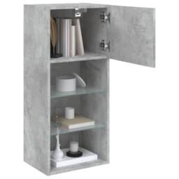 Berkfield Home TV Cabinets with LED Lights 2 pcs Concrete Grey 40.5x30x90 cm - thumbnail 5