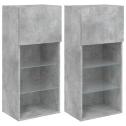 Berkfield Home TV Cabinets with LED Lights 2 pcs Concrete Grey 40.5x30x90 cm - thumbnail 3