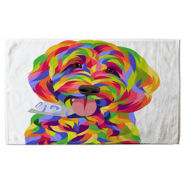 Benjamin Tate Design Animal Dog Illustration Pop Art Designer Bath Towel in Green - image 1