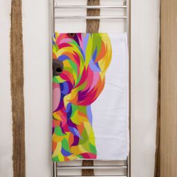 Benjamin Tate Design Animal Dog Illustration Pop Art Designer Bath Towel in Green - thumbnail 2