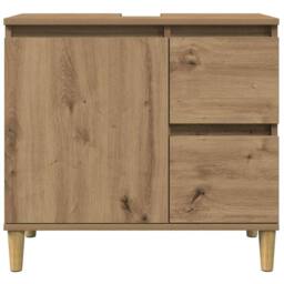 Berkfield Home Sink Cabinet Artisan Oak 65x33x60 cm Engineered Wood in Brown - Size: 65 x 33 x 60 cm - thumbnail 4