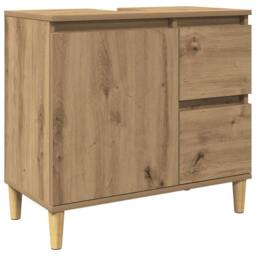 Berkfield Home Sink Cabinet Artisan Oak 65x33x60 cm Engineered Wood in Brown - Size: 65 x 33 x 60 cm - thumbnail 2