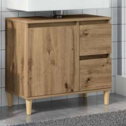Berkfield Home Sink Cabinet Artisan Oak 65x33x60 cm Engineered Wood in Brown - Size: 65 x 33 x 60 cm