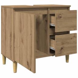 Berkfield Home Sink Cabinet Artisan Oak 65x33x60 cm Engineered Wood in Brown - Size: 65 x 33 x 60 cm - thumbnail 5