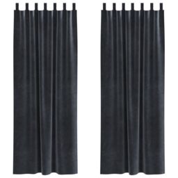 Berkfield Home Blackout Curtains with Hanging Loops 2 pcs Dark Grey Velvet - thumbnail 2