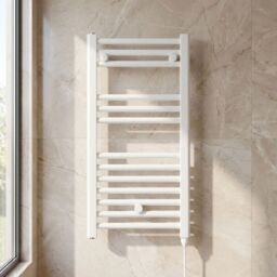 Balterley Electric Vertical Round Towel Rail & 13 Rails, 720x400mm - Gloss White - thumbnail 8
