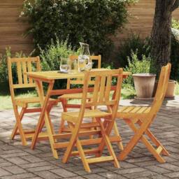 Berkfield Home Modern Folding Garden Chairs 4 pcs 36x46x86 cm Solid Wood Acacia in Brown - Size: 36 x 46 x 86 cm - thumbnail 2