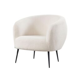 Home Source Cozy Round Back White Faux Fur Accent Chair Plush Seating Modern - thumbnail 7