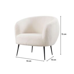 Home Source Cozy Round Back White Faux Fur Accent Chair Plush Seating Modern - thumbnail 8