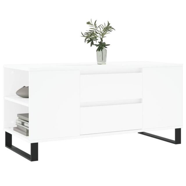 Berkfield Home Modern Coffee Table White 102x44.5x50 cm Engineered Wood - image 1