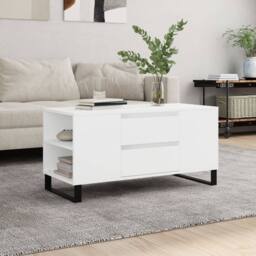 Berkfield Home Modern Coffee Table White 102x44.5x50 cm Engineered Wood - thumbnail 2